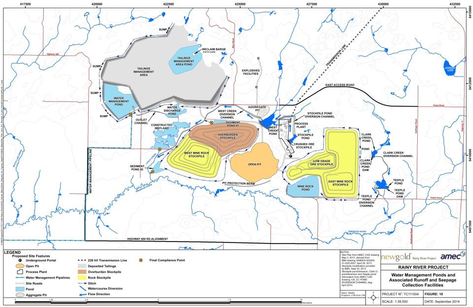Figure 6-2: Water Management Ponds and Final Effluent Discharge Points (Source: Rainy River EIS, AMEC).
