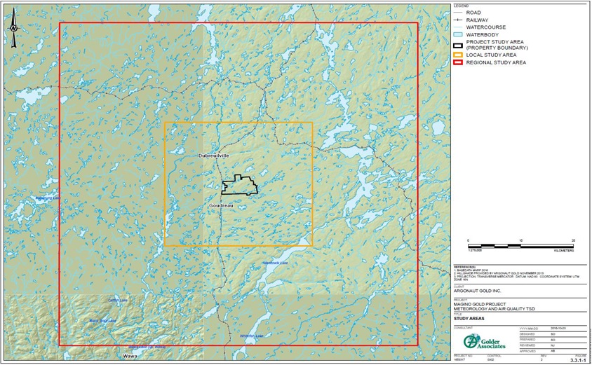 Figure 2 - Project, Local and Regional Study Areas - Air quality, noise and light study areas