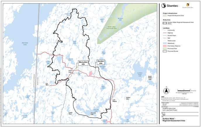 Figure B-8 Regional Assessment Area for Surface Water for the Gordon and MacLellan Sites