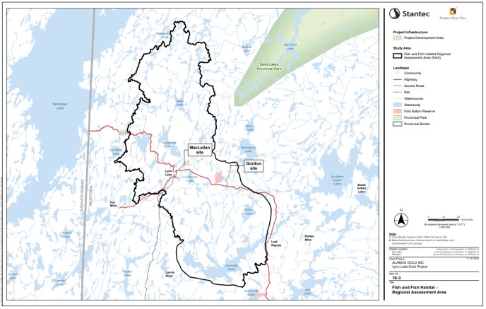 Figure B-11 Regional Assessment Area for Fish and Fish Habitat for the Gordon and MacLellan Sites